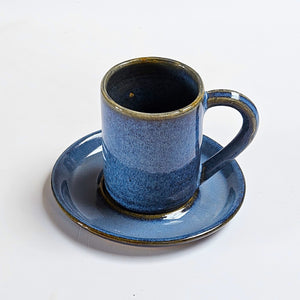 Blue Espresso coffee cup mini mug handmade stoneware ceramic