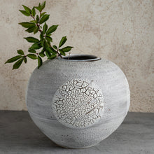 Load image into Gallery viewer, Very large moonjar stoneware vase lichen crackle glaze