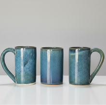 Load image into Gallery viewer, Tall blue green stoneware ceramic mug - large mug - handmade
