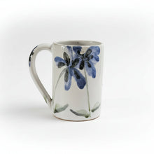 Load image into Gallery viewer, Espresso coffee cup mini mug handmade stoneware ceramic Blue flowers hand painted on tin glaze (majolica)