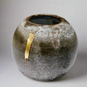 Mini moon jar dark lichen and gold