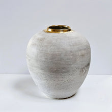 Load image into Gallery viewer, Lichen and gold tall moon jar