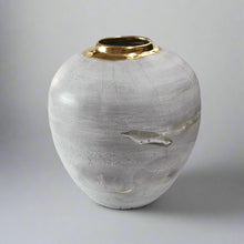 Load image into Gallery viewer, Lichen and gold tall moon jar