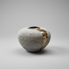 Load image into Gallery viewer, Flow Lichen and gold large moon jar