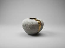 Load image into Gallery viewer, Flow Lichen and gold large moon jar