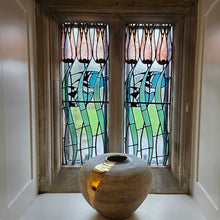 Load image into Gallery viewer, Flow Lichen and gold large moon jar