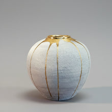 Load image into Gallery viewer, Sunburst Lichen and gold large moon jar