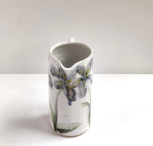 Load image into Gallery viewer, Large blue flowers jug vase - stoneware - ceramic - handmade