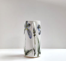 Load image into Gallery viewer, Large blue flowers jug vase - stoneware - ceramic - handmade