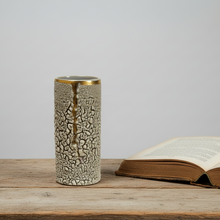 Load image into Gallery viewer, Tall lichen and gold cylinder