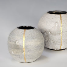 Load image into Gallery viewer, Mini lichen moon jar with gold stripe 1