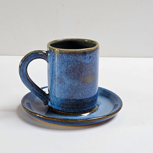 Blue Espresso coffee cup mini mug handmade stoneware ceramic