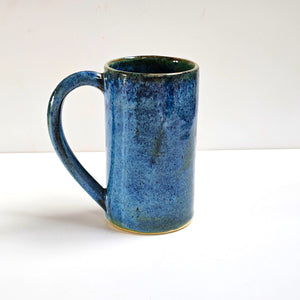 Tall blue green stoneware ceramic mug - large mug - handmade