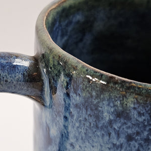 Tall blue green stoneware ceramic mug - large mug - handmade