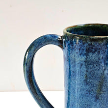 Load image into Gallery viewer, Tall blue green stoneware ceramic mug - large mug - handmade