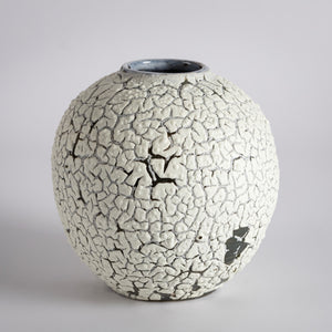Crackle moonjar lichen glaze vase