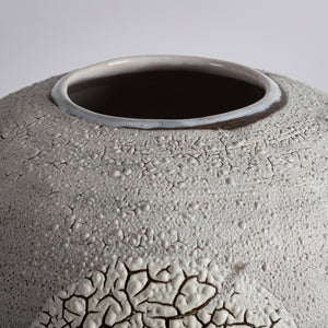 Very large moonjar stoneware vase lichen crackle glaze