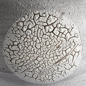 Very large moonjar stoneware vase lichen crackle glaze