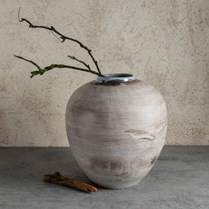 Large lichen moonjar stoneware vase