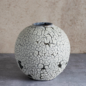Crackle moonjar lichen glaze vase