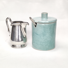 Load image into Gallery viewer, Handmade stoneware ceramic lidded jar celadon pale jade glaze