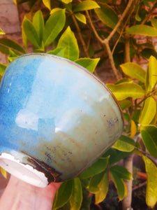Blue Green Stoneware Ceramic Nibbles Bowl Sugar Bowl Handmade