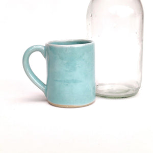 Espresso coffee cup mini mug handmade stoneware ceramic celadon pale jade green glaze. Also made to order