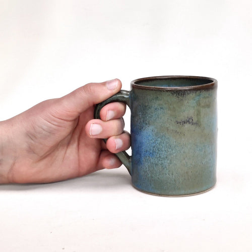 Coffee cup - mug - green blue bronze stoneware ceramic - handmade.