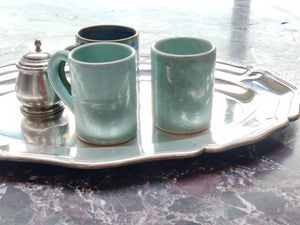 Coffee cup - mug - celadon pale jade stoneware ceramic - handmade - also made to order