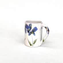 Load image into Gallery viewer, Coffee cup - mug - blue majolica flowers hand painted on white tin glaze - handmade - also made to order