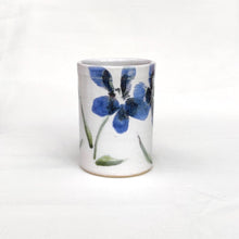 Load image into Gallery viewer, Coffee cup - mug - blue majolica flowers hand painted on white tin glaze - handmade - also made to order