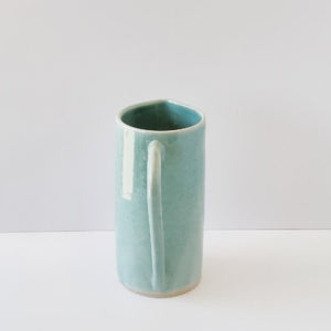 Tall stoneware ceramic - jug - vase celadon pale jade glaze