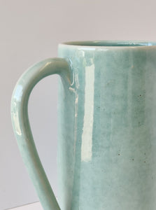 Tall stoneware ceramic - jug - vase celadon pale jade glaze