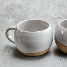 Load image into Gallery viewer, White round cup, tea cup, coffee cup. Unglazed base.