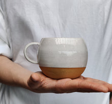 Load image into Gallery viewer, White round cup, tea cup, coffee cup. Unglazed base.
