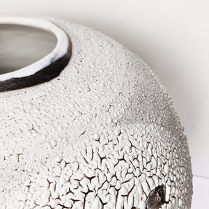Very large moonjar stoneware vase lichen crackle glaze