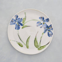 Load image into Gallery viewer, Very Large Stoneware Ceramic Majolica Platter with Blue Flowers.