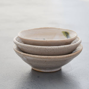 Single Mini Bowl Stoneware Ceramic White Glaze with Flowers Majolica
