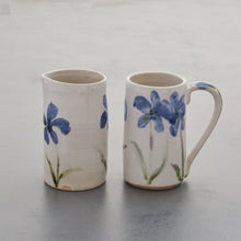 Load image into Gallery viewer, Flower mug - handmade white stoneware ceramic majolica - also made to order