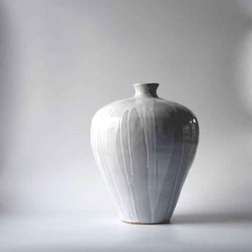 Large White Stoneware Ceramic Vase