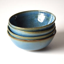 Load image into Gallery viewer, Set of 4 Blue Green (also available in celadon/jade) Handmade Stoneware Ceramic Cereal Bowls Ice Cream Bowls