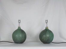 Load image into Gallery viewer, Handmade Lamp Base Stoneware Ceramic Matt Green Glaze Made to Order
