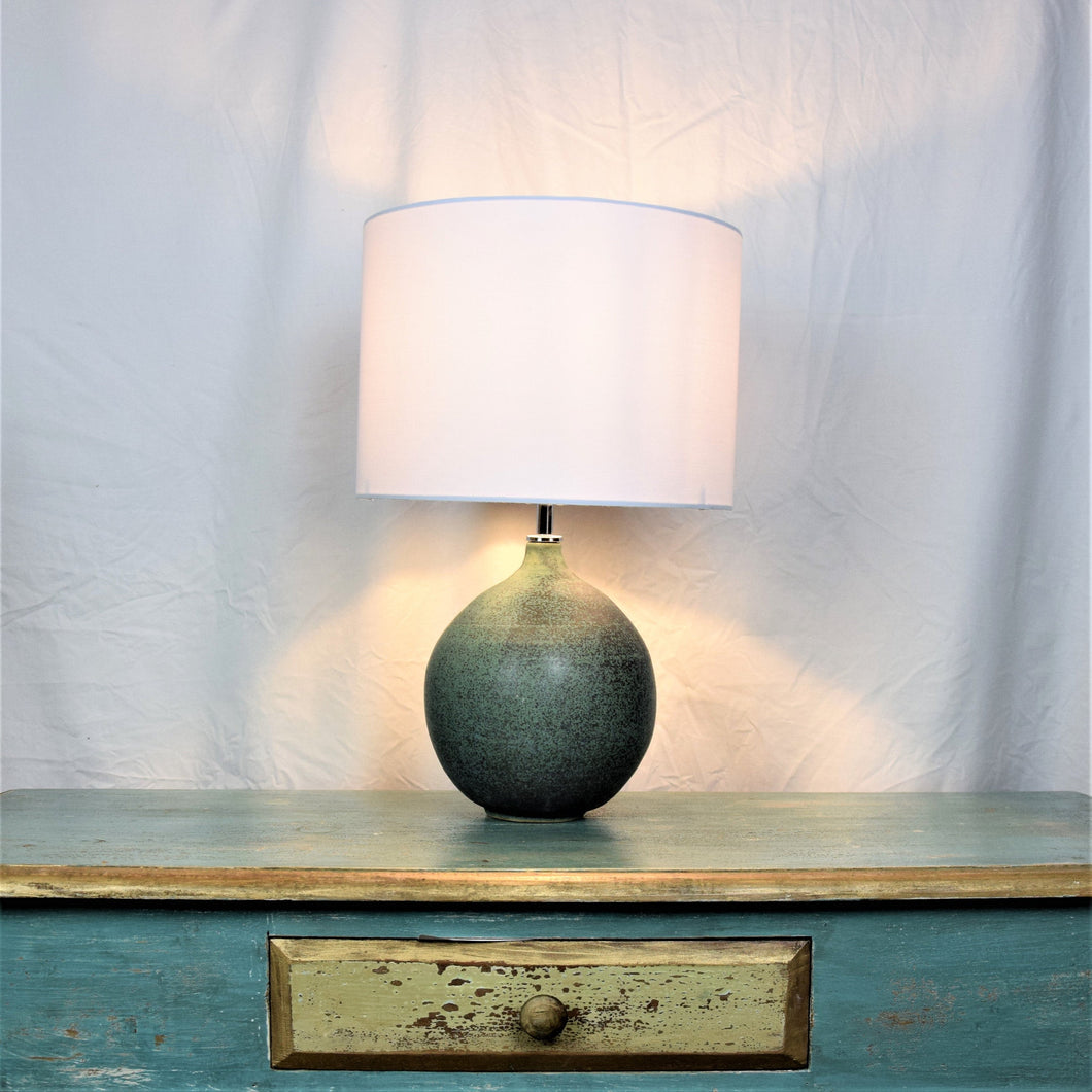 Handmade Lamp Base Stoneware Ceramic Matt Green Glaze Made to Order